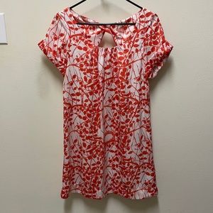 White and coral silky dress